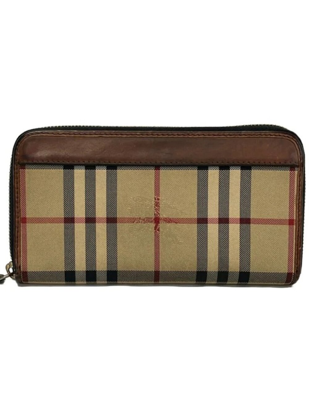 Burberry Beige Black Multi Jacquard Leather Long Wallet